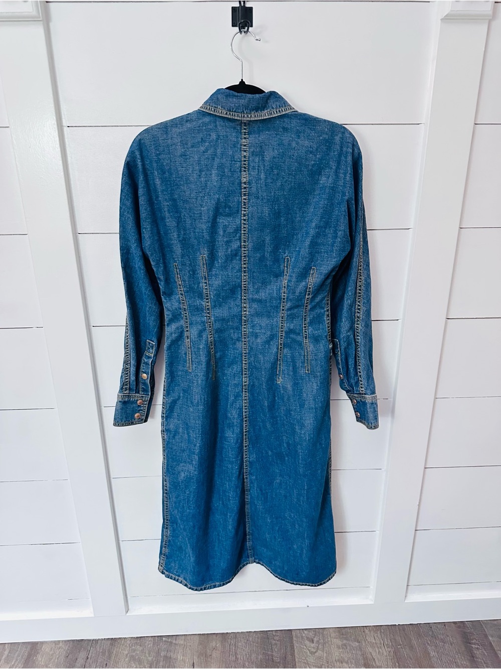 Tory Burch 0 Denim blue 100% cotton Button-Front quiet luxury Shirt Dress - Picture 3 of 13